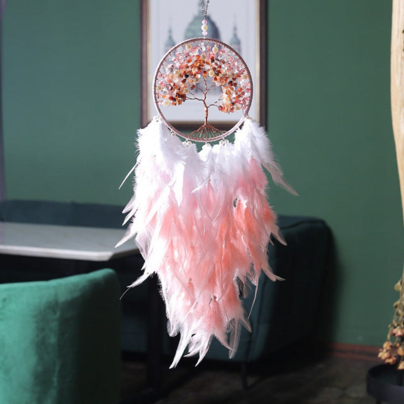 Attrape-rêves arbre de vie rose princesse | Attrapeur de Rêves