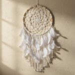 Attrape-rêves géant blanc plumes 60 cm